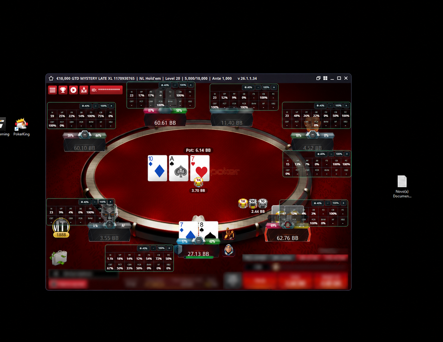 HUD real do Edge Lab em mesa ao vivo com dados anonimizados